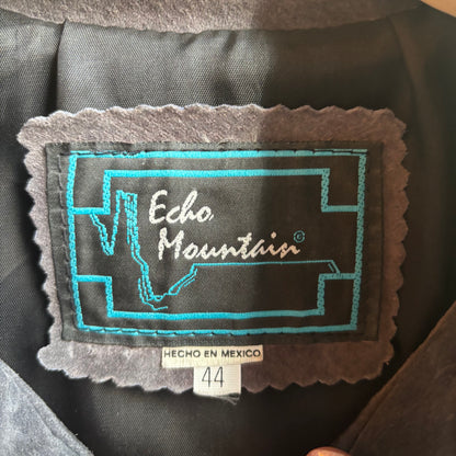 Blue Suede Fringed Jacket with Beading