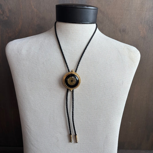 City Scape Bolo on Black Leather Tie