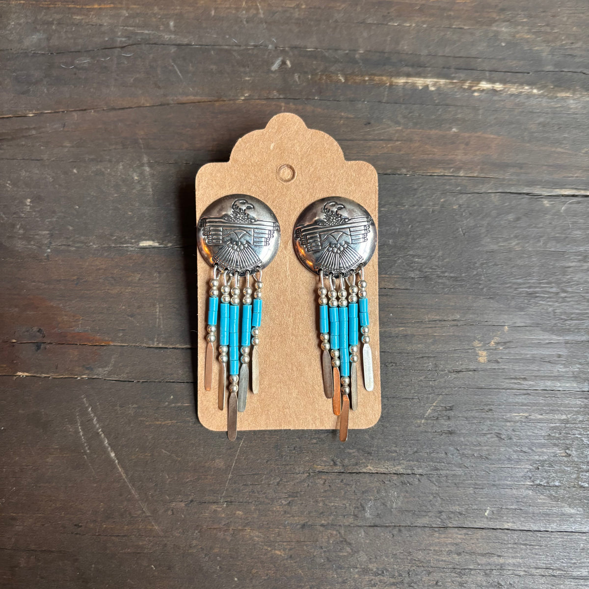 Sterling Silver Beaded Thunderbird Earrings
