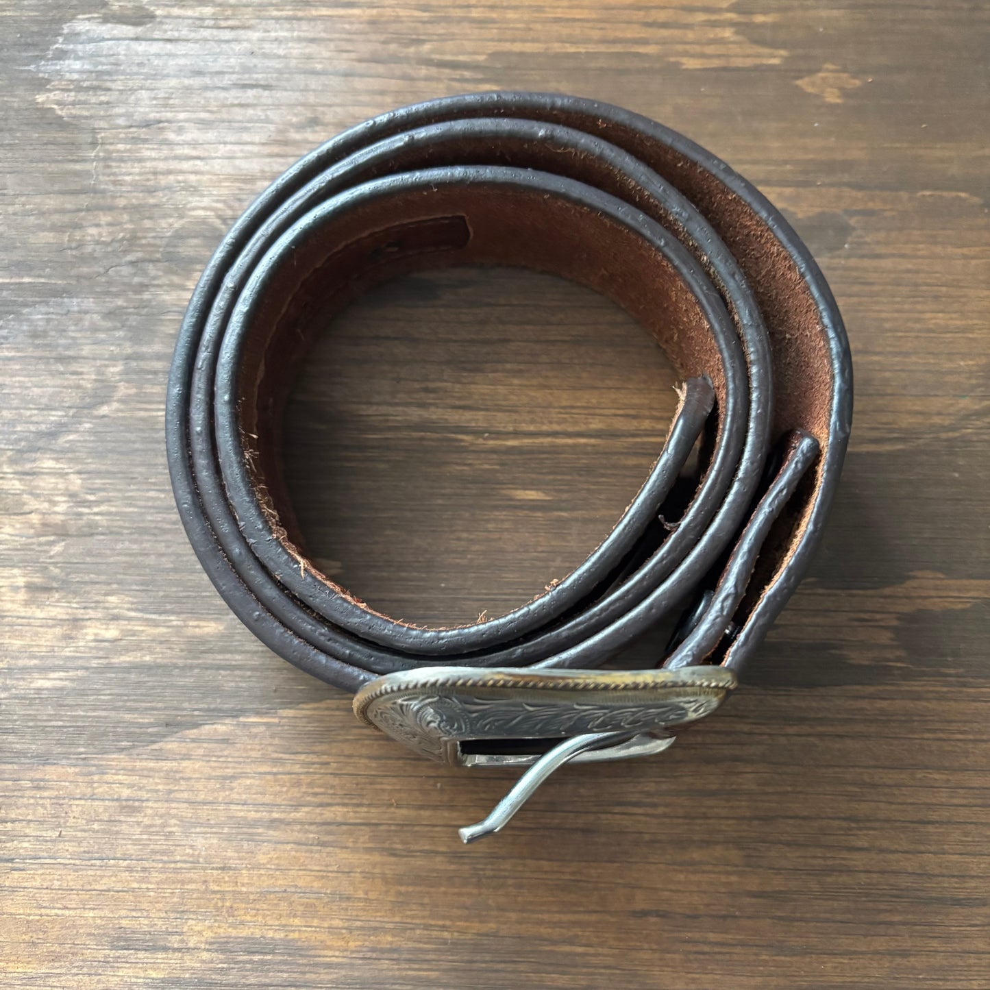 Brown Leather Belt with Buckle