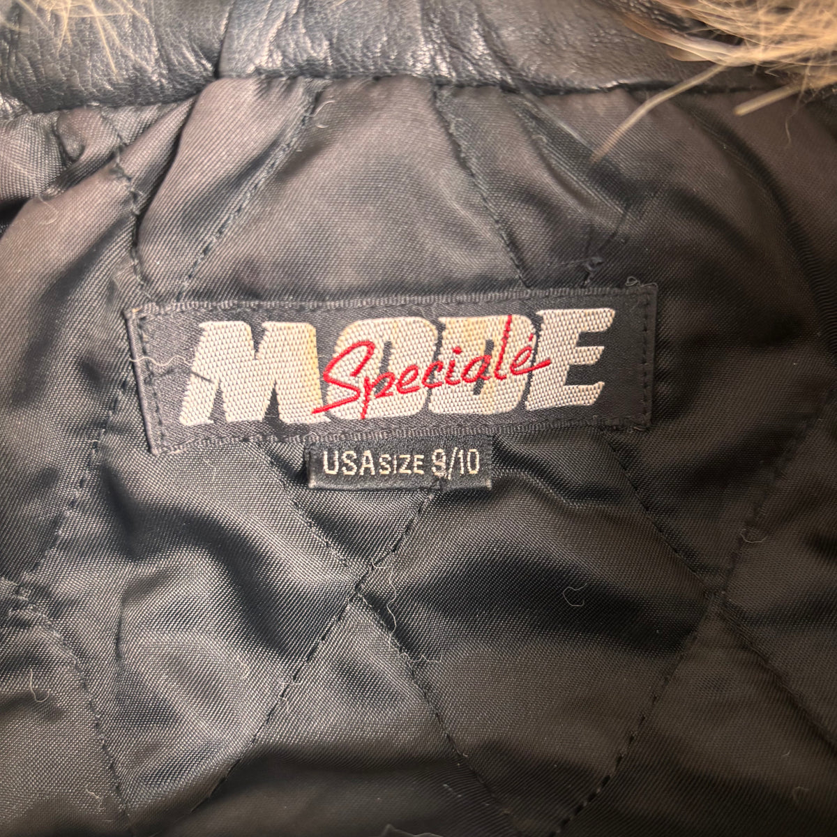 Vintage Black Leather Bomber with Fur