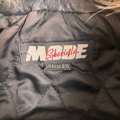 Vintage Black Leather Bomber with Fur