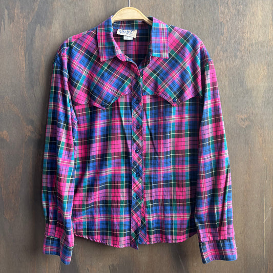 Vintage Circle T Pink Plaid Button Up