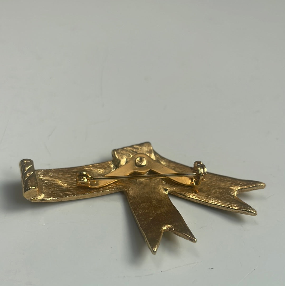 Gold Bow Pin Pendant
