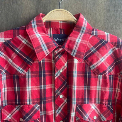 Wrangler Red Plaid Western Pearl Snap