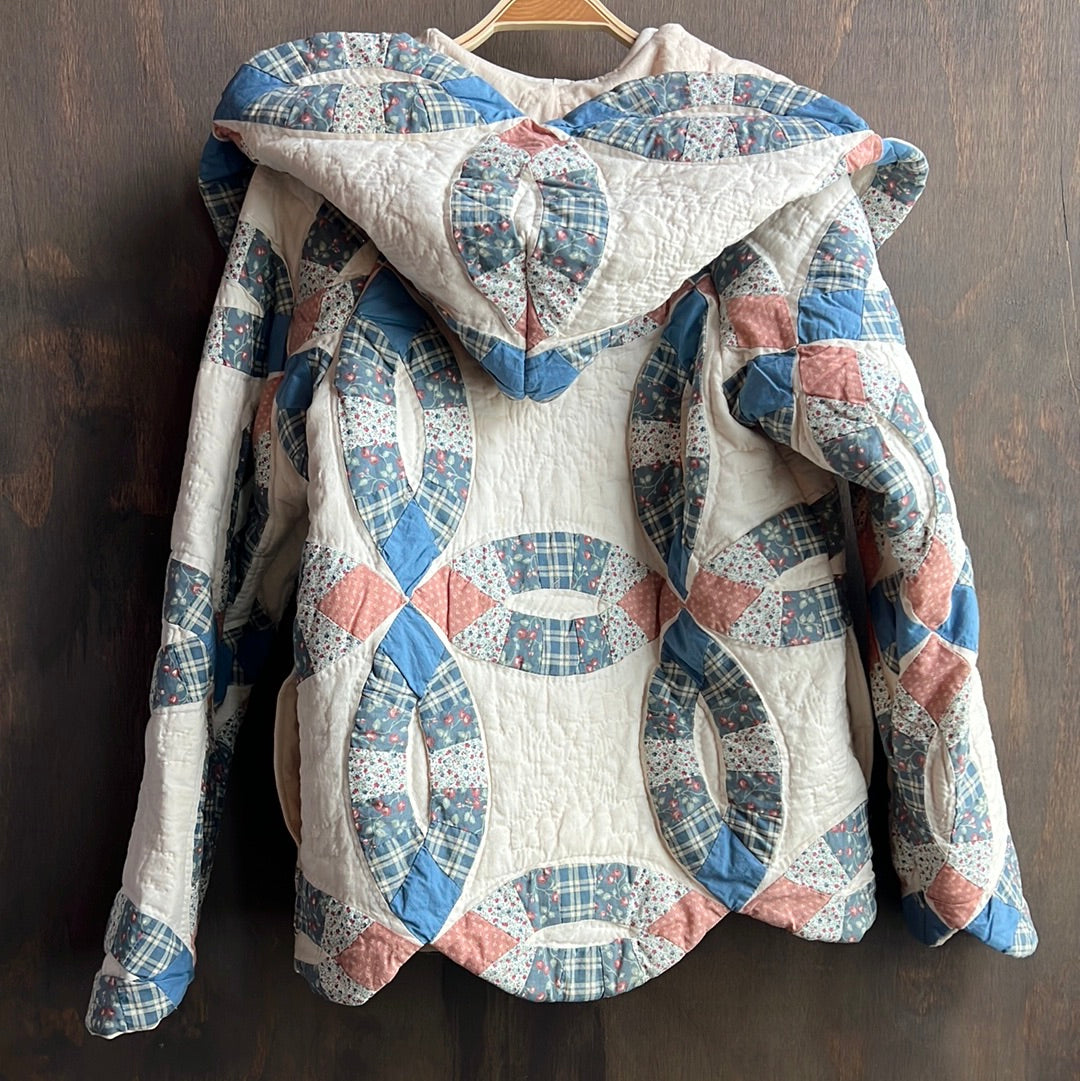 Vintage Patchwork Quilt Coat with Scalloped Edge