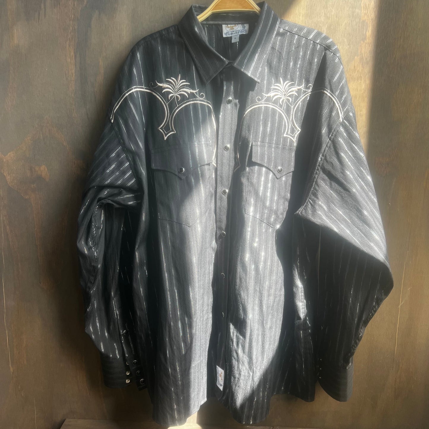 Panhandle Slim Black and Silver Pearl Snap