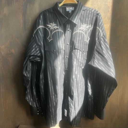 Panhandle Slim Black and Silver Pearl Snap