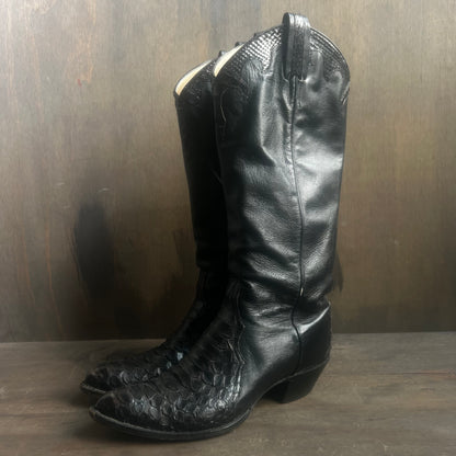 Larry Mahan Black Leather and Alligator Boots