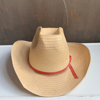 Light Straw Hat with Red Tie