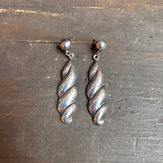 Vintage Sterling Silver Twist Earrings