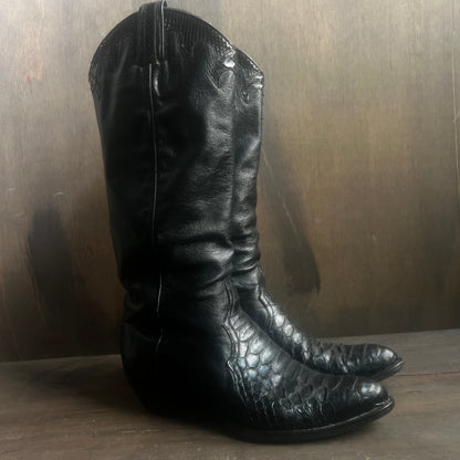 Larry Mahan Black Leather and Alligator Boots