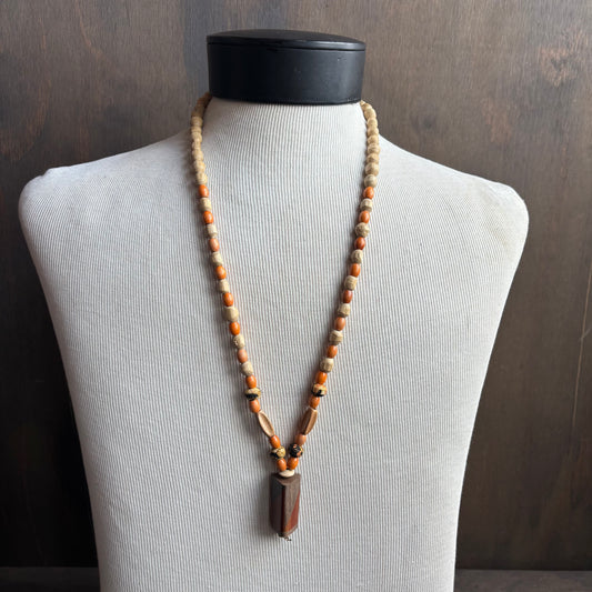 Wood Beaded Necklace with Pendant