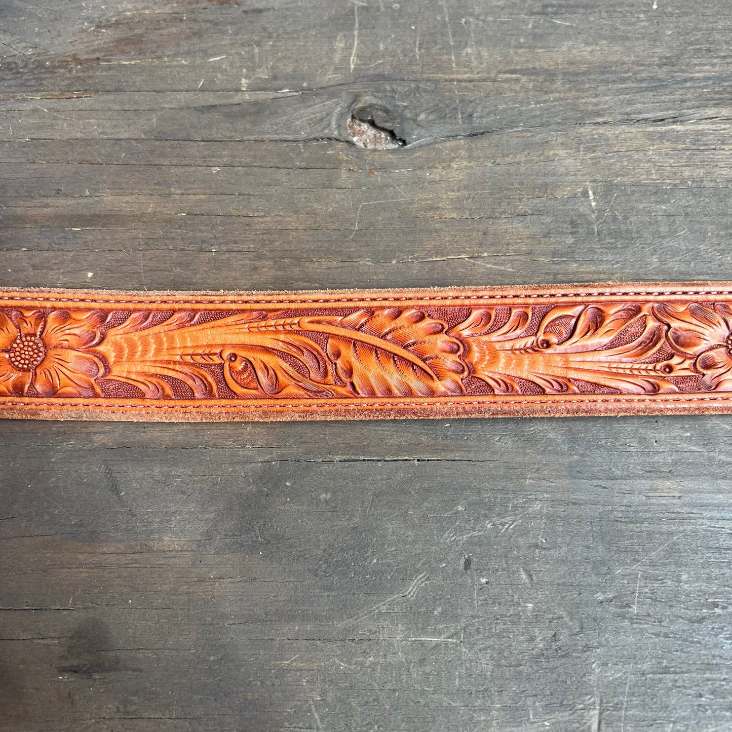 Western Tooled Leather Belt