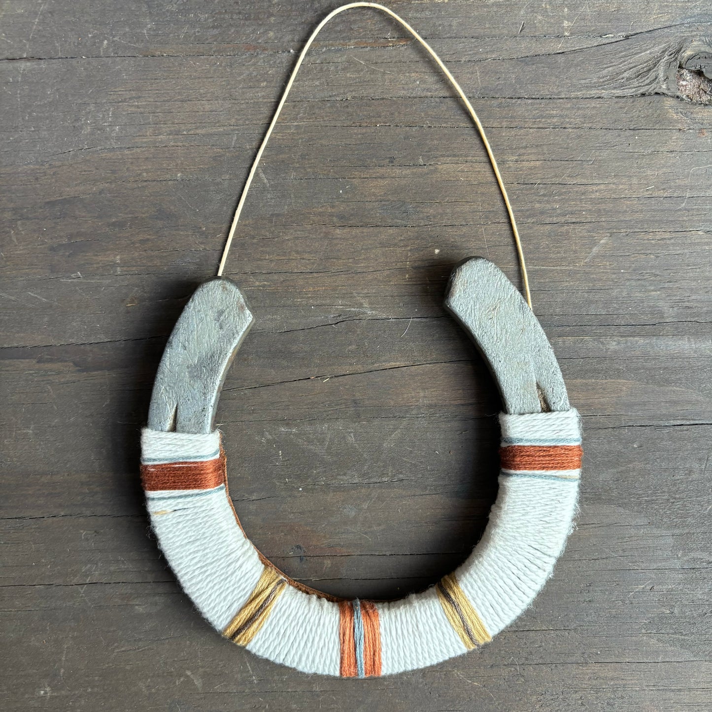 White Thread Wrapped Hanging Horseshoe