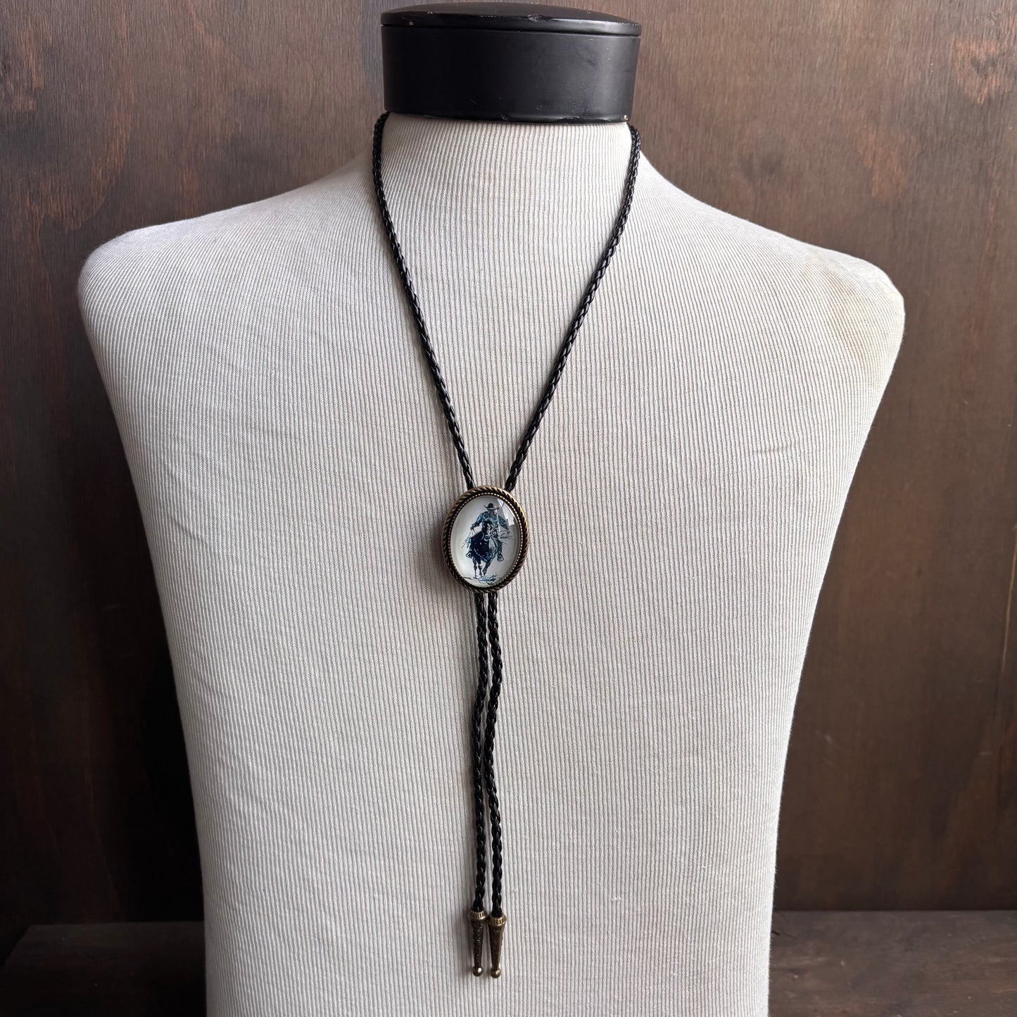 Cowboy Cameo Bolo on Black Tie