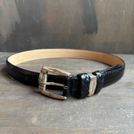 Brighton Black Faux Reptile Belt