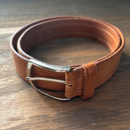 Tan Leather Belt with Perforations