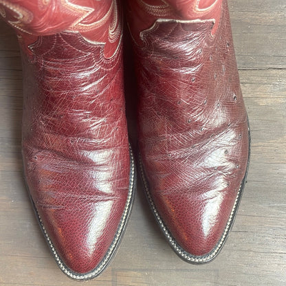 Vintage Decorative Hondo Ostrich Skin Boots