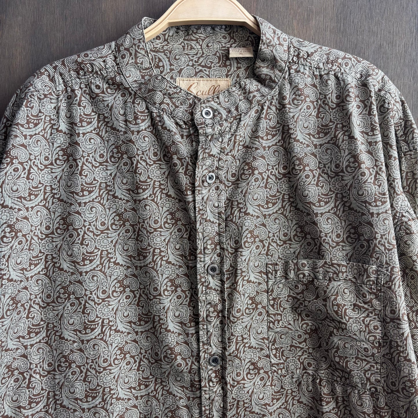 Scully Band Collar Paisley Button Up
