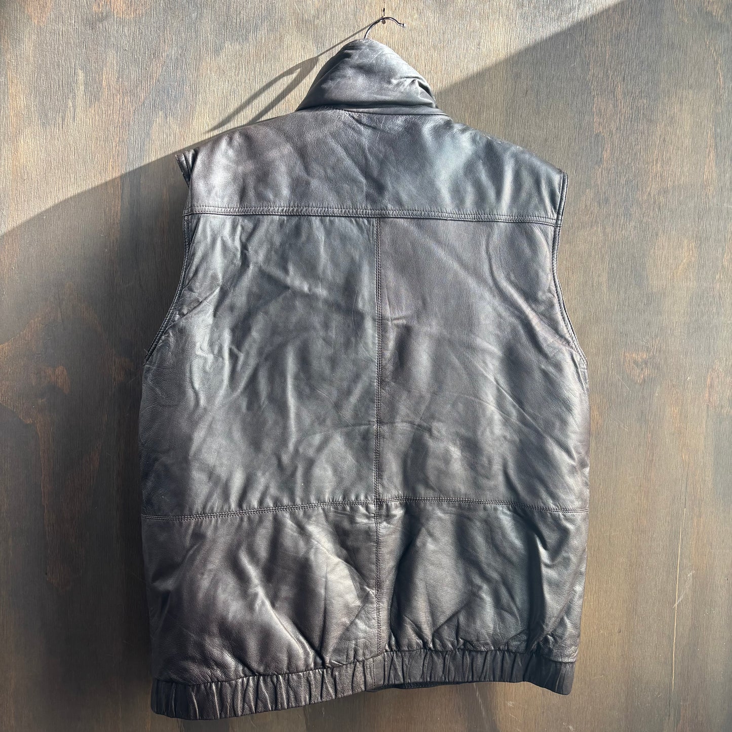 Eddie Bauer Brown Leather Puffer Vest