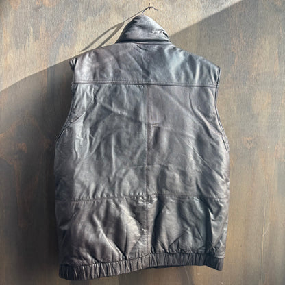 Eddie Bauer Brown Leather Puffer Vest