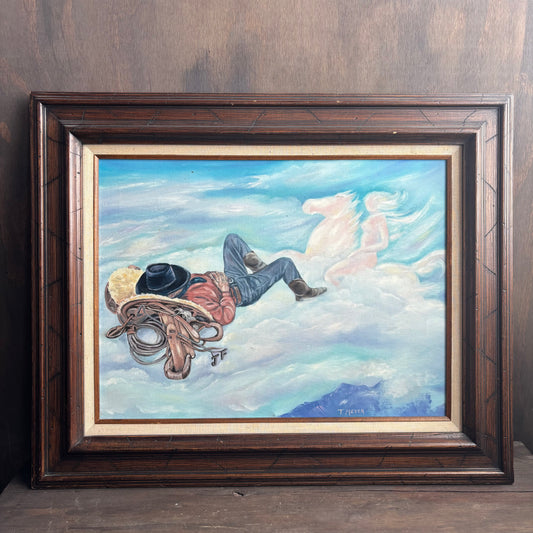 Framed Sleeping Cowboy Art