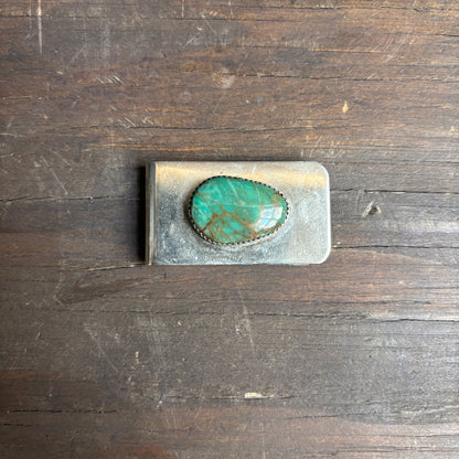 Silver Money Clip with Turquoise