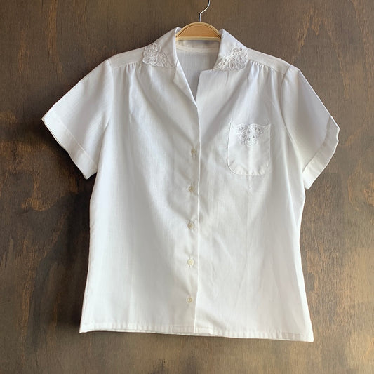 Short Sleeve Blouse with Eyelet Detail