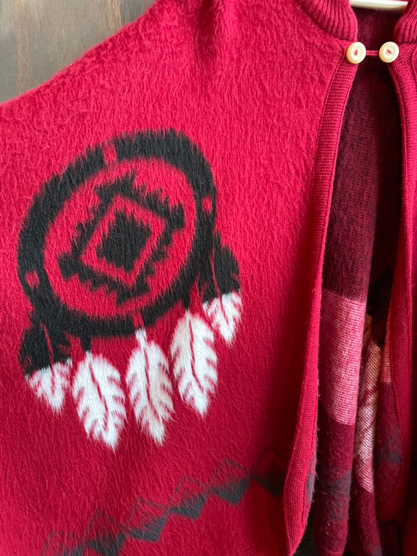 Red wool cape or poncho