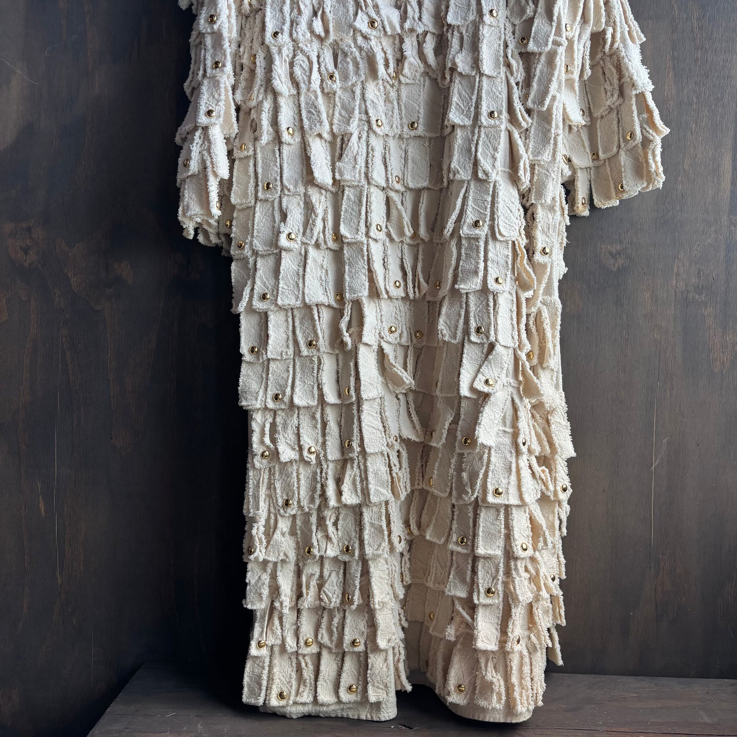 Vintage Bedazzled Cream Fringe Duster