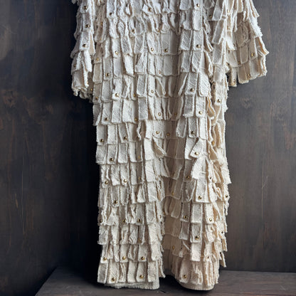 Vintage Bedazzled Cream Fringe Duster