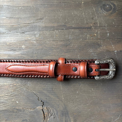 Resistol Brown Leather Belt with Braided Edge
