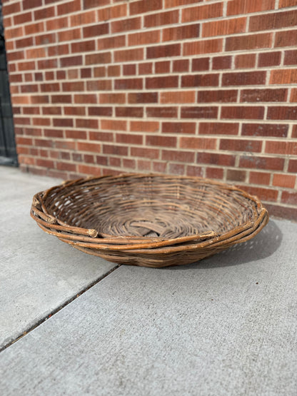 Giant large big shallow circle woven basket ( 32 inches across )