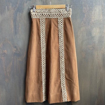 Lang Brown Twine Detail Sheath Skirt