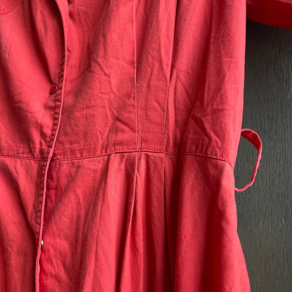 Vintage Red Collared Shirt Dress