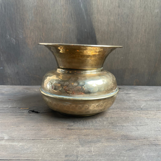 Hammered Brass Spittoon Vase