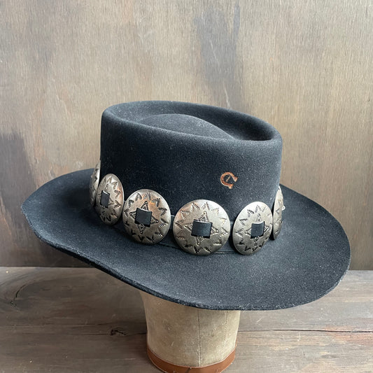 Charlie 1 Horse Black Wool Hat with Silver Conchos