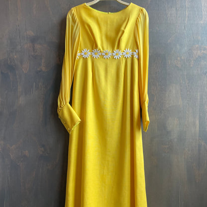 Vintage Yellow Daisy 70s Dress