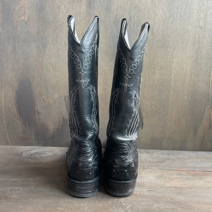 Custom Black Ostrich Leather Boots