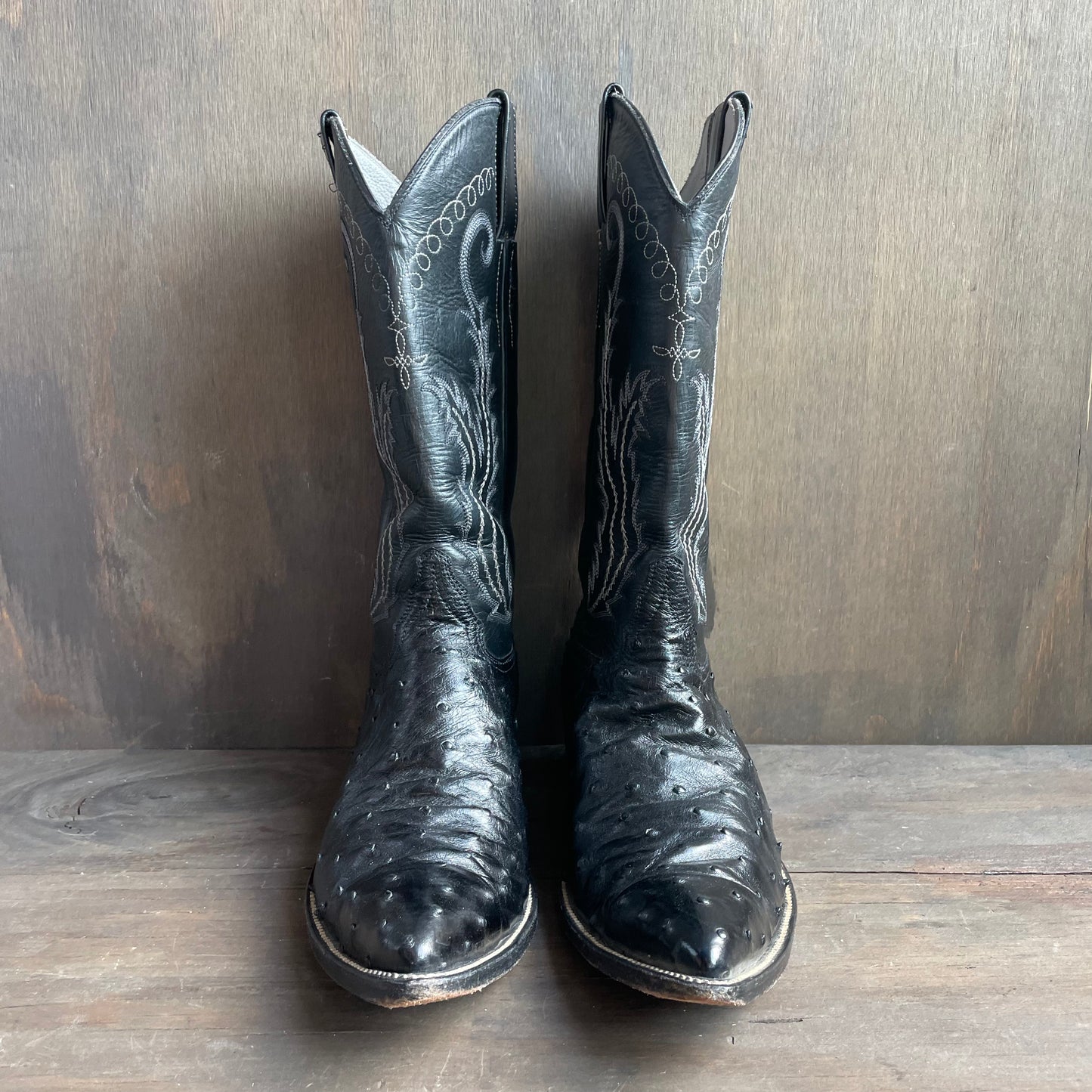 Custom Black Ostrich Leather Boots