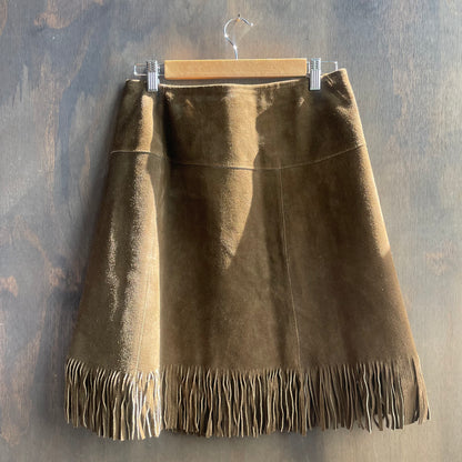 Sullivan Brown Suede Fringe Skirt