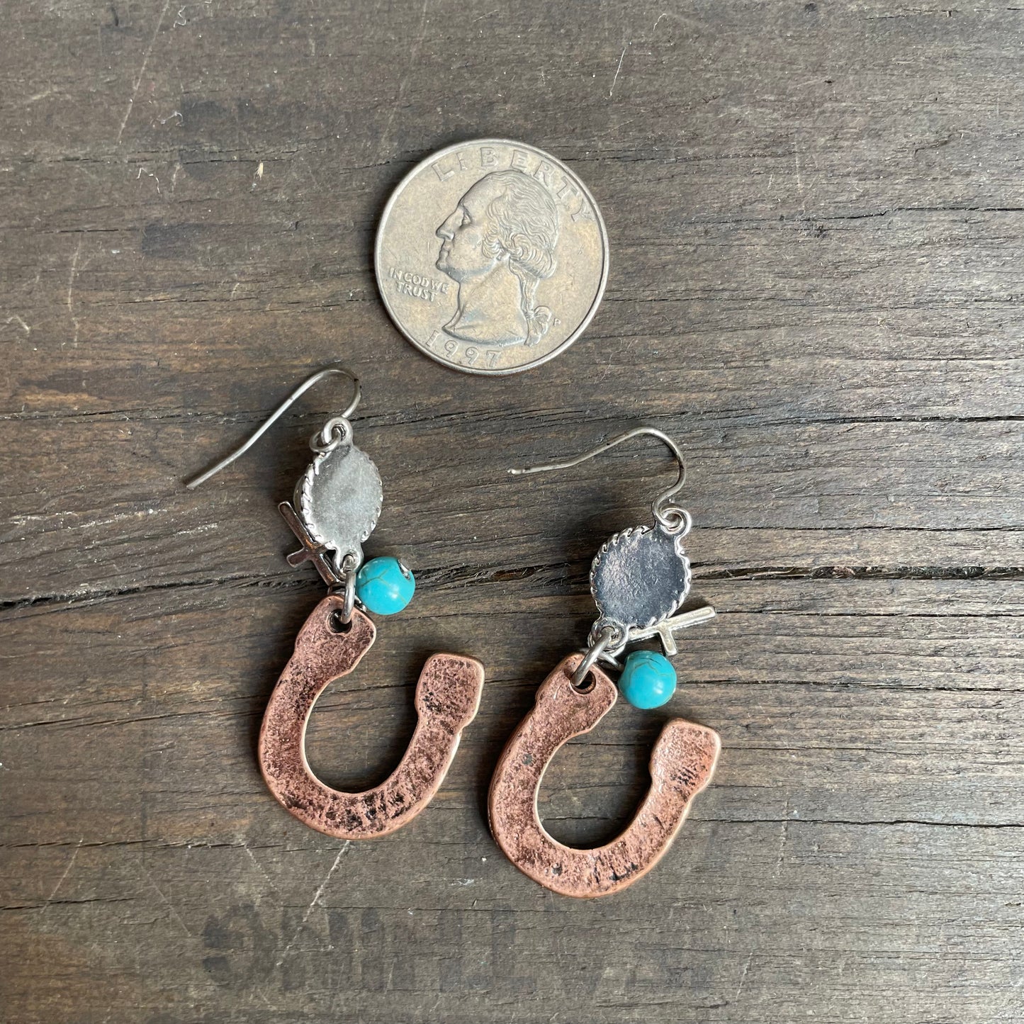 Hammered Copper-tone Horseshoe Earrings