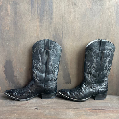 Custom Black Ostrich Leather Boots