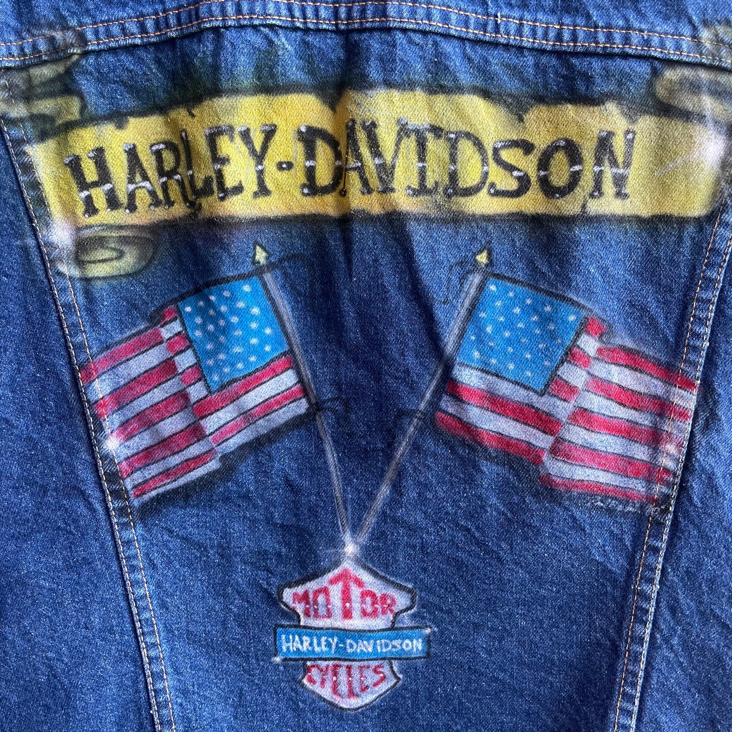 Vintage Levi Denim Harley Davidson Vest