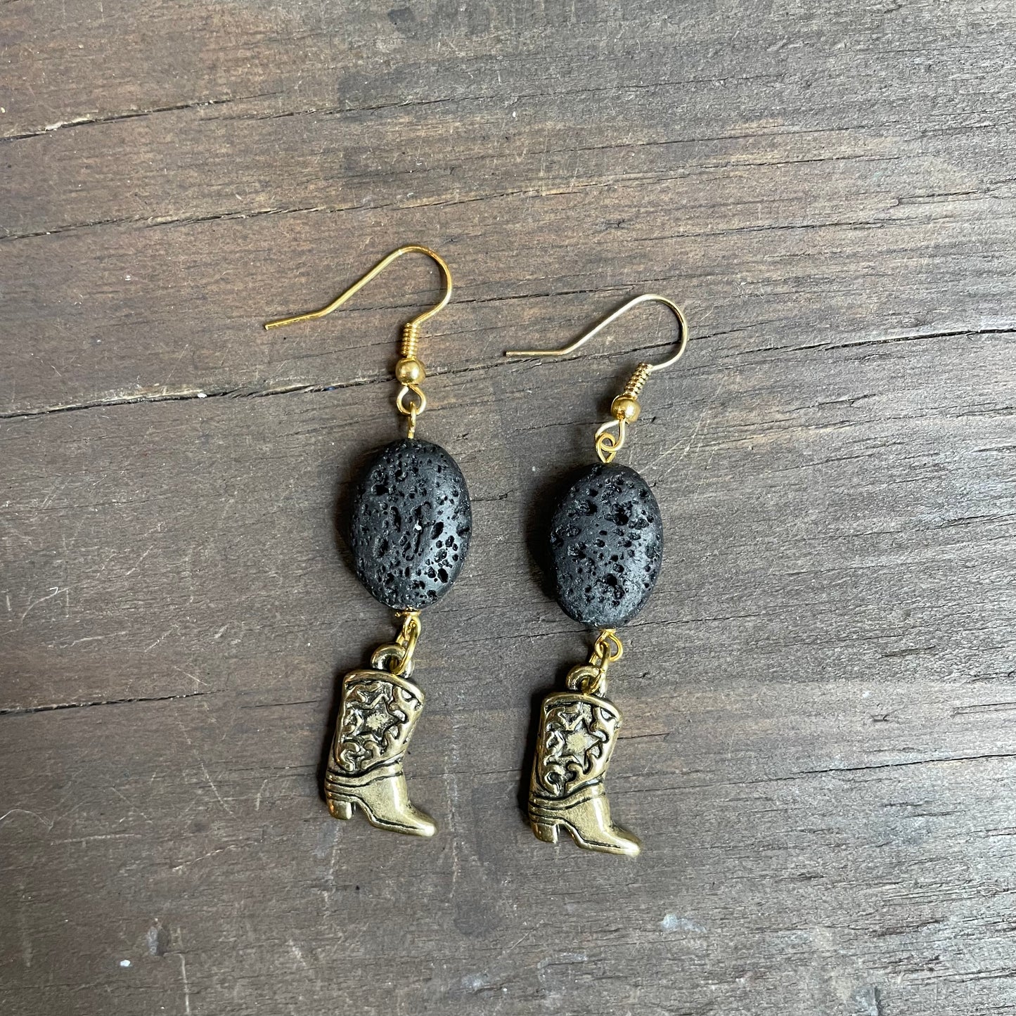 Lava Rock and Boot Drop Earrings