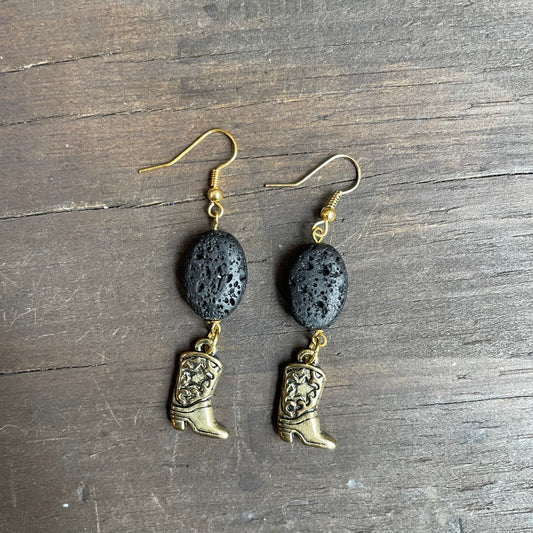 Lava Rock and Boot Drop Earrings