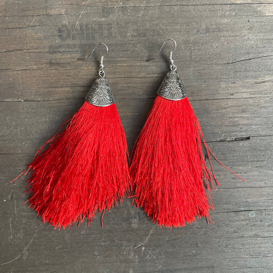 Red Tassel Earrings