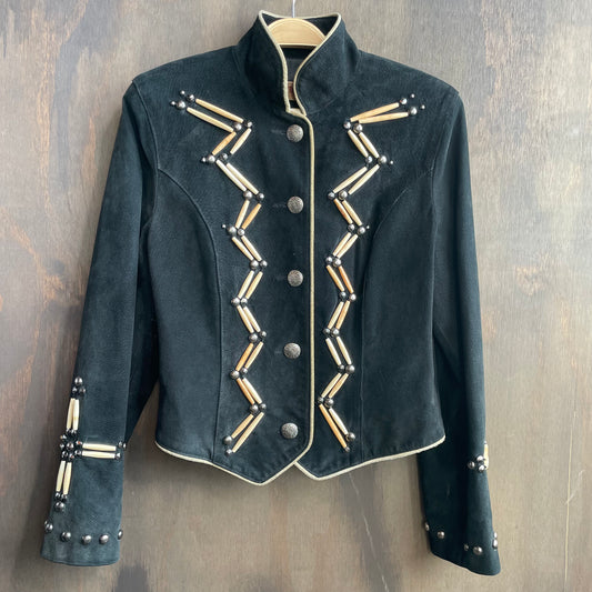 Frontier Black Suede Beaded Jacket