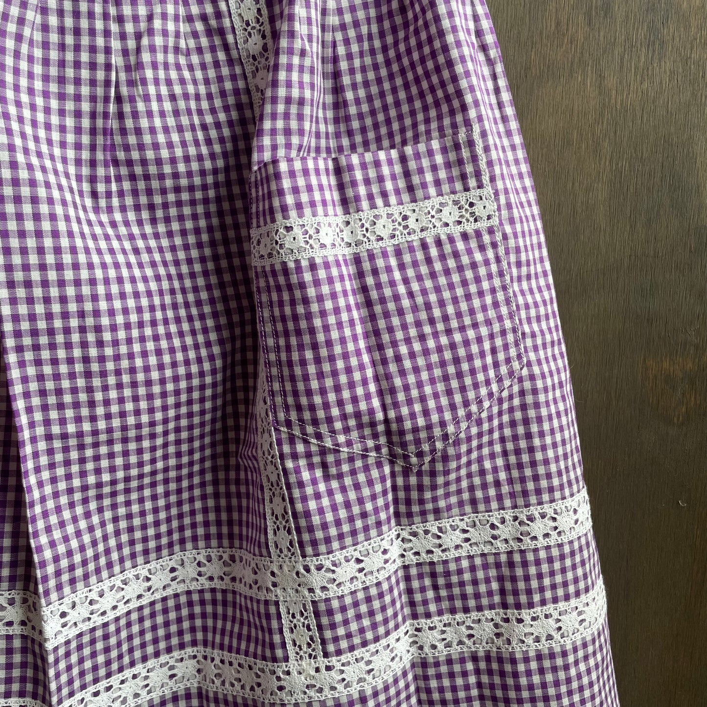 Vintage Purple Gingham Apron